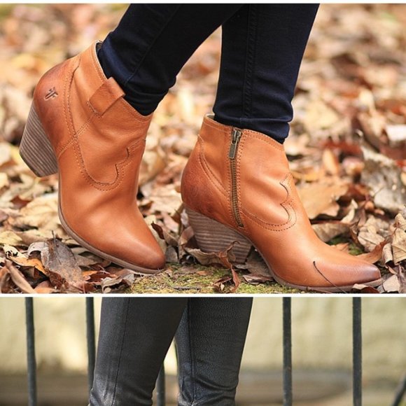 Frye Reina Genuine Leather Cute Ash Ankle Booties - Picture 15 of 16